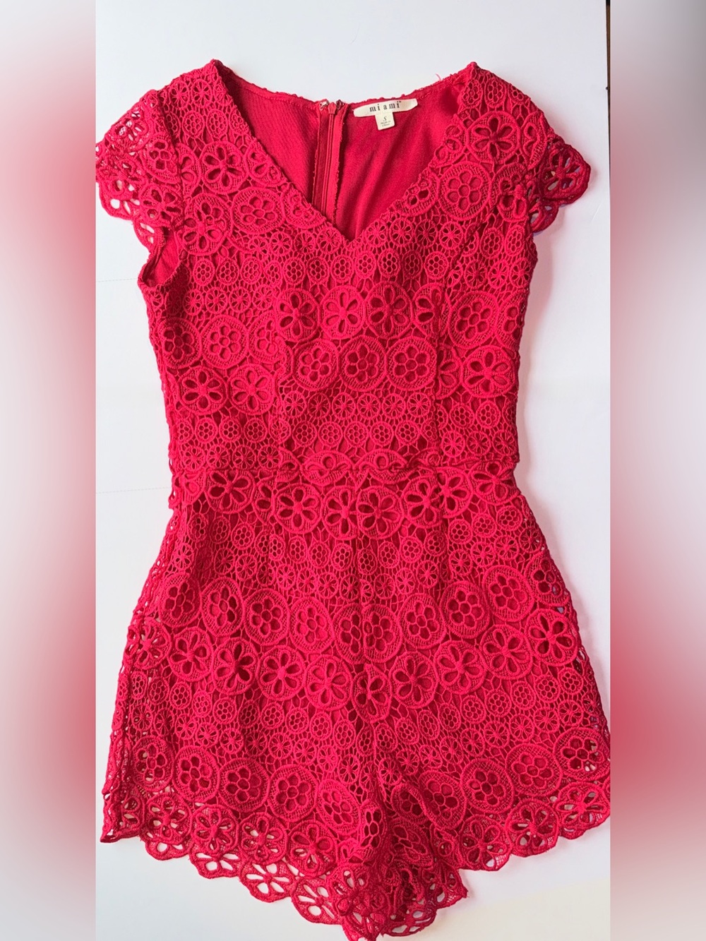 miami Red Women's Crochet Romper